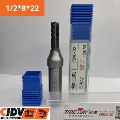Mũi Phay CNC Tideway 8x22mm 3 Me Thẳng (Cốt 12)