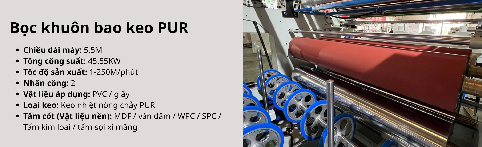 Thông số máy phủ keo PUR GXY-FE-1300